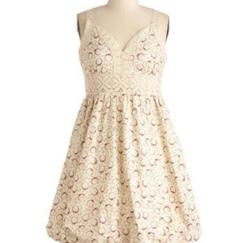 Cream Sleeveless Sweetheart A-Line Mini Dress